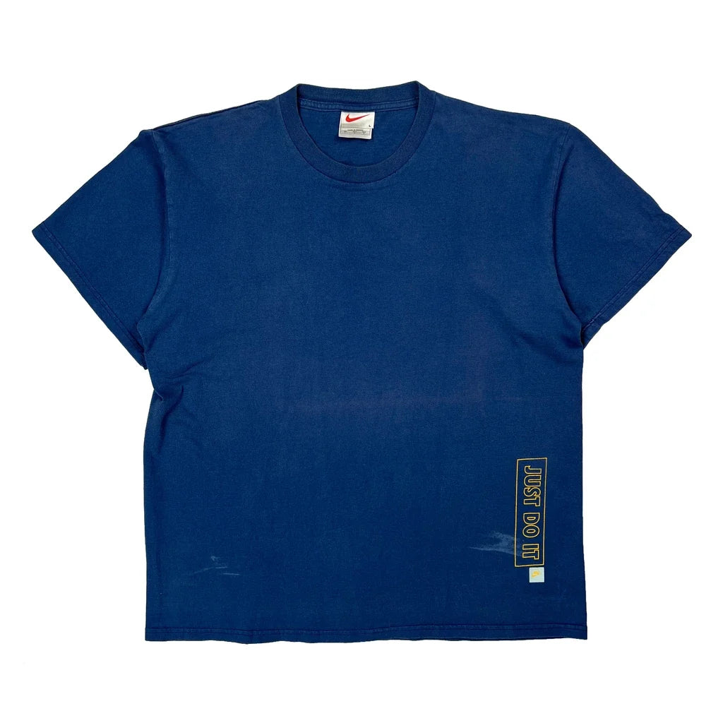 Nike Graphic T-Shirt - Large Blue Cotton