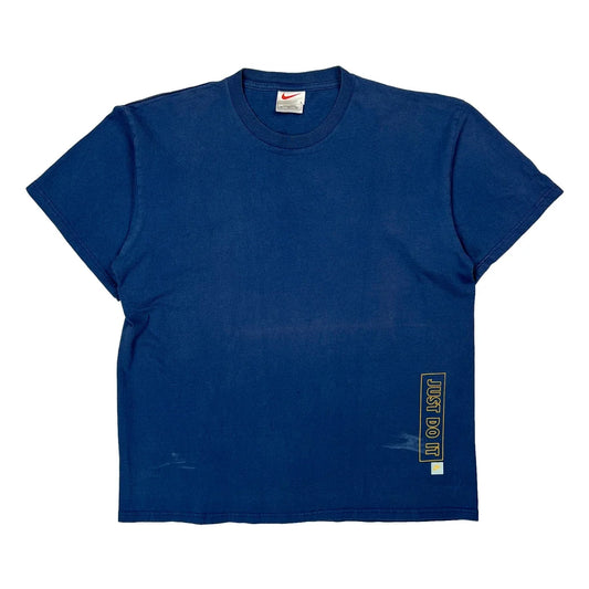 Nike Graphic T-Shirt - Large Blue Cotton