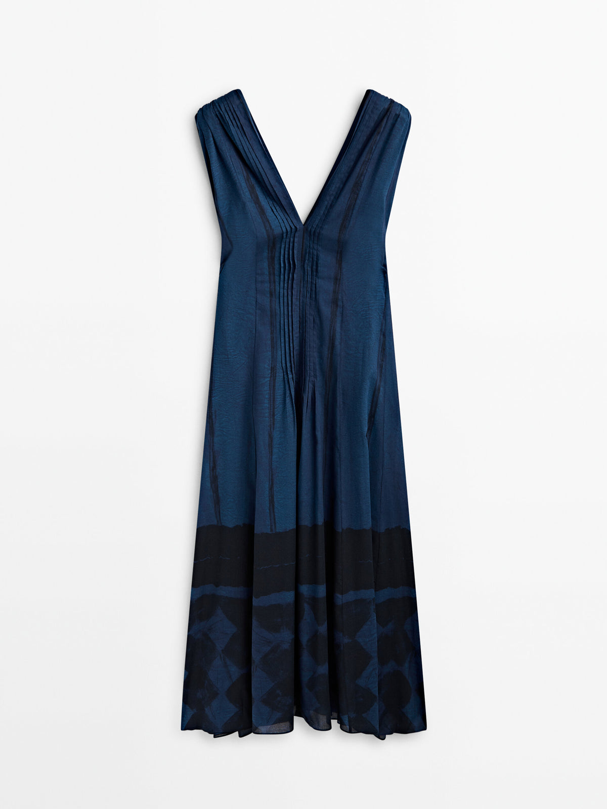 Vestido estampado detalle jaretas - AZULÓN