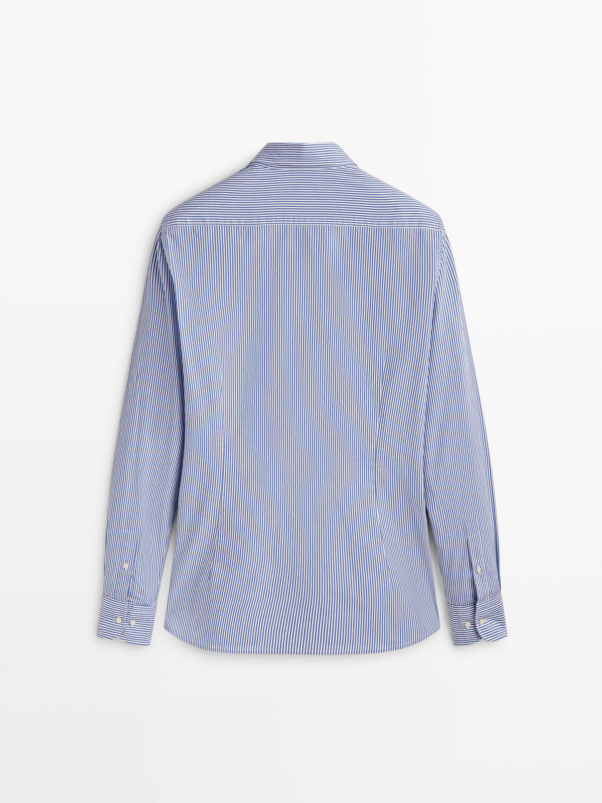 Camisa popelín rayas algodón slim fit - CELESTE