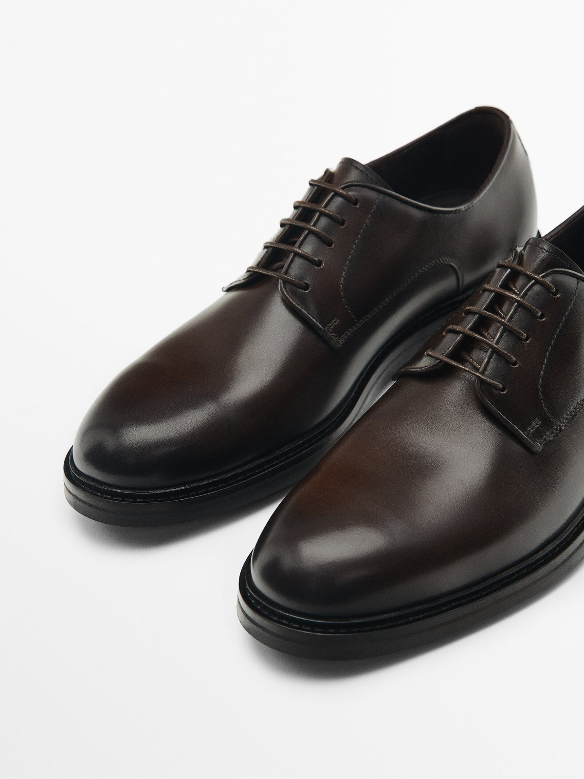 Zapato derby piel marrón - MARRÓN