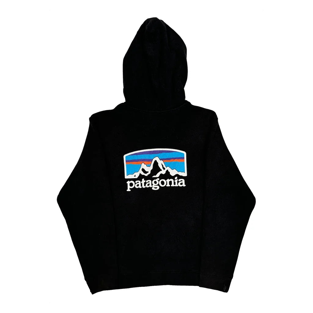 Patagonia Hoodie - Medium Black Cotton Blend