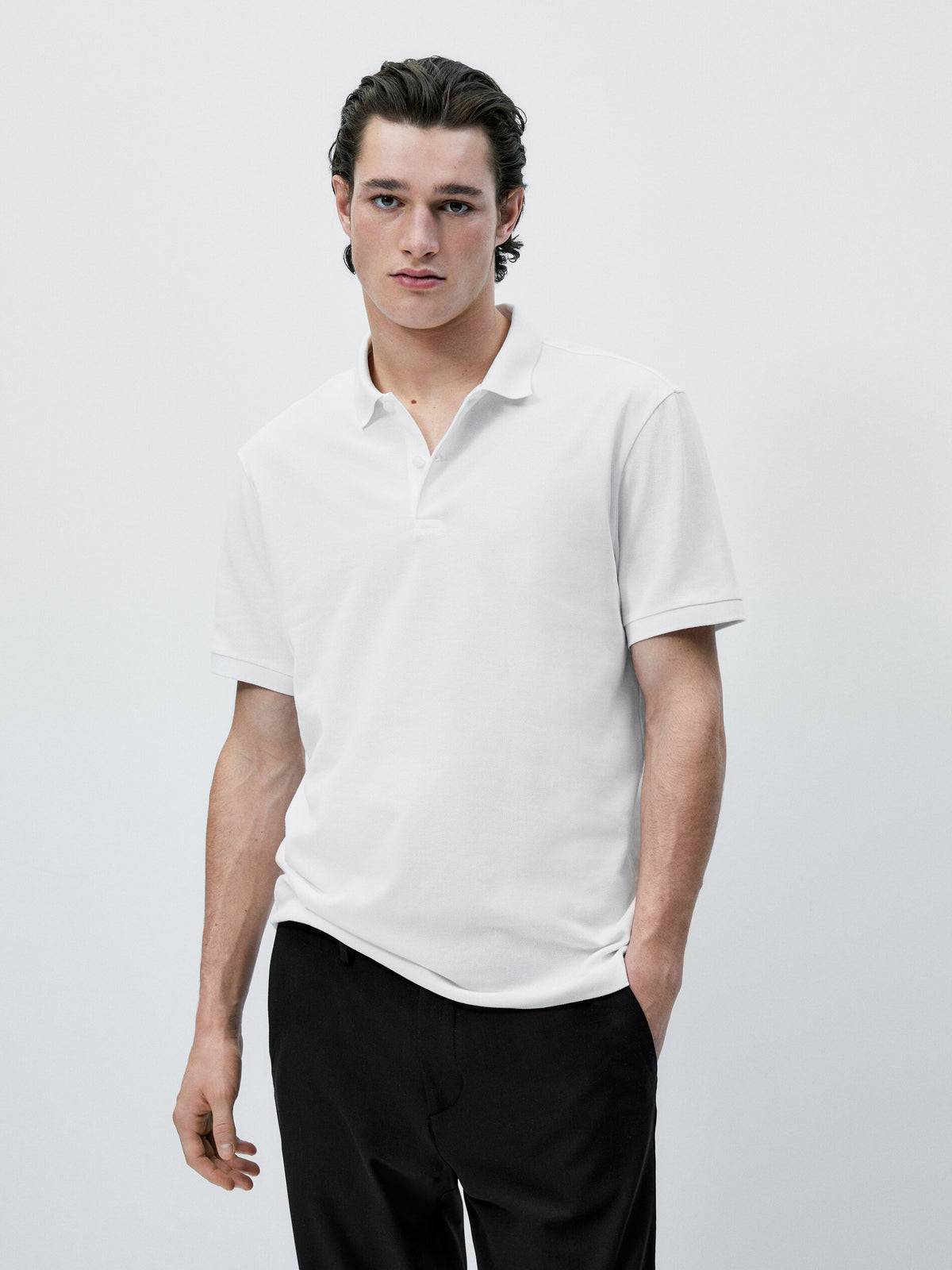 Polo piqué 100% algodón - BLANCO