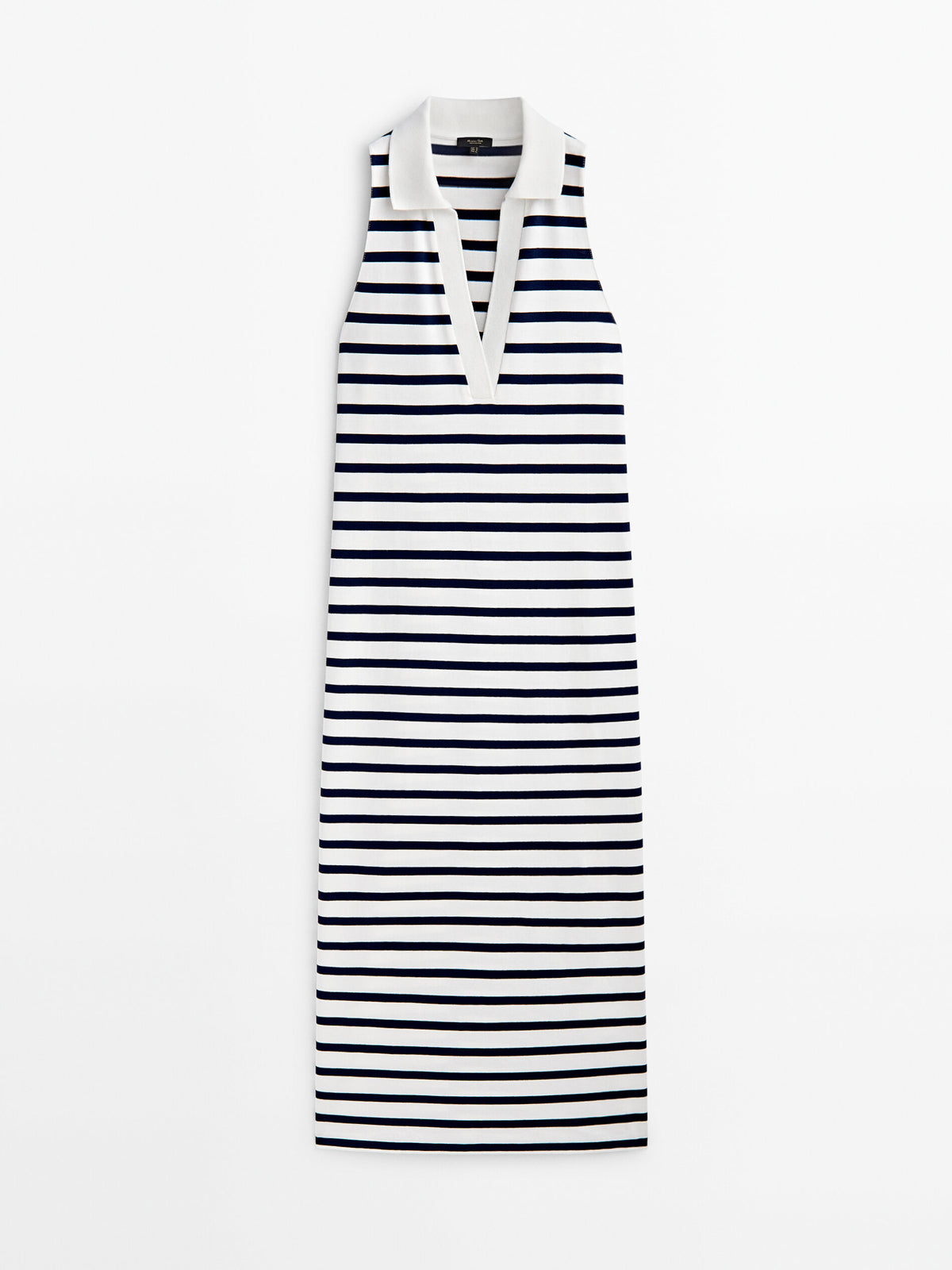 Vestido polo rayas sin mangas - CRUDO