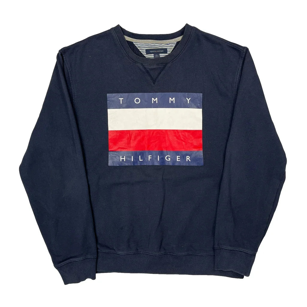Tommy Hilfiger Graphic Sweatshirt - XL Navy Cotton