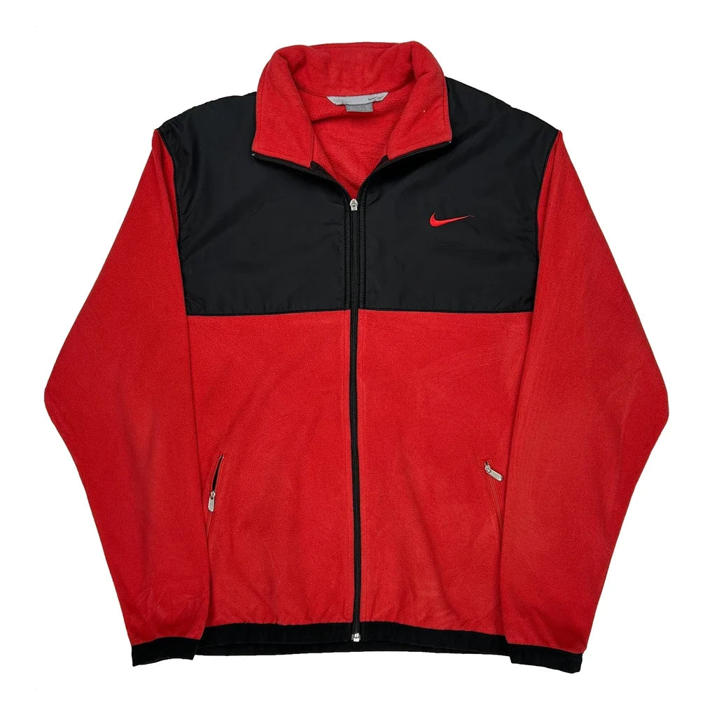Nike Fleece Jacket - XL Red Polyester