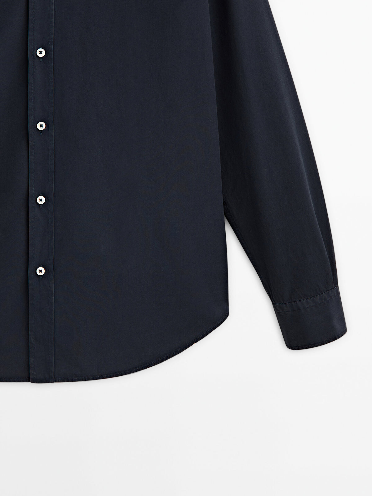 Camisa popelín algodón slim fit - AZUL MARINO