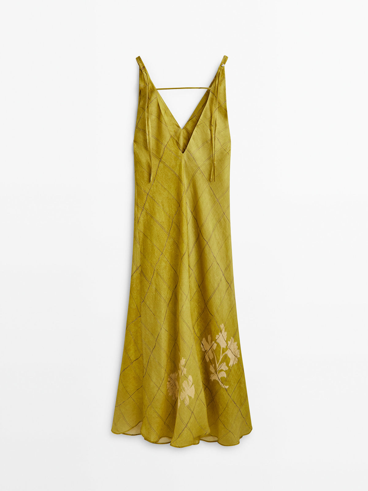 Vestido largo tirantes estampado cuadros - OLIVA