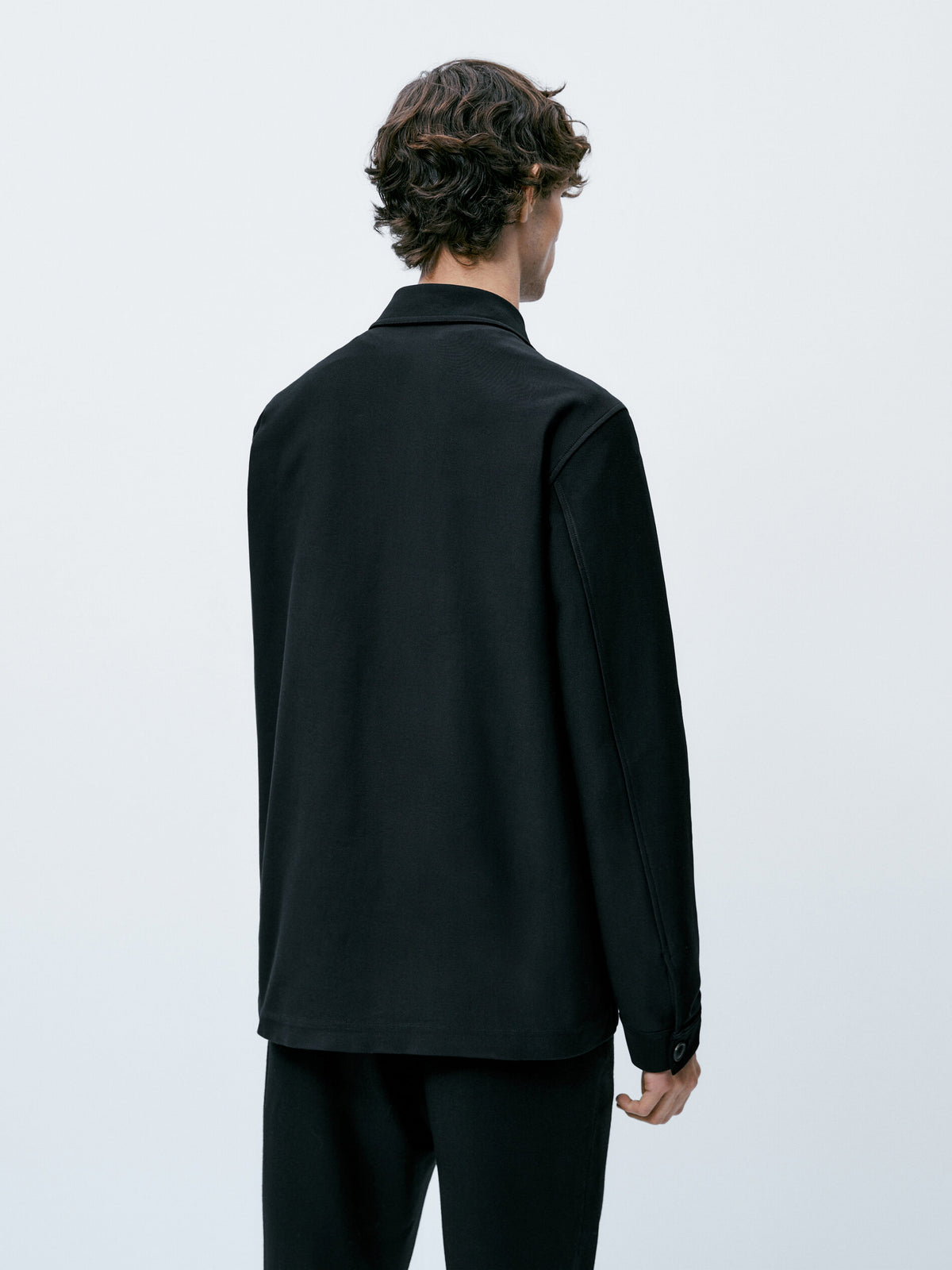 Sobrecamisa sarga algodón bolsillos - NEGRO