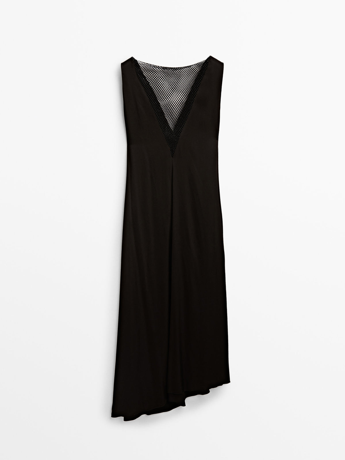 Vestido largo detalle malla abalorios - NEGRO