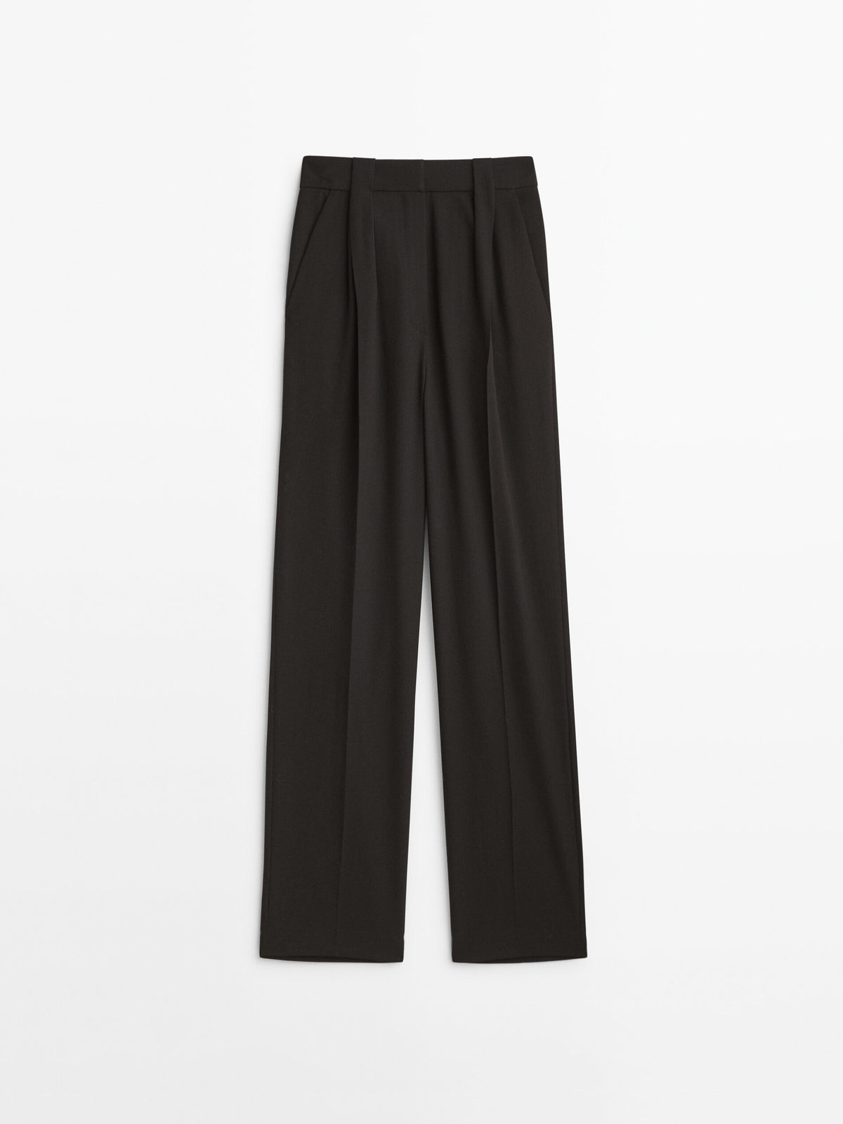 Pantalón negro recto pinzas - NEGRO