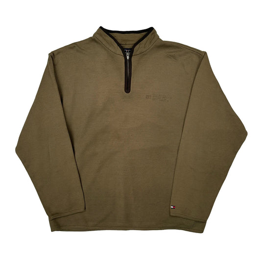 Tommy Hilfiger 1/4 Zip - Large Green Cotton Blend