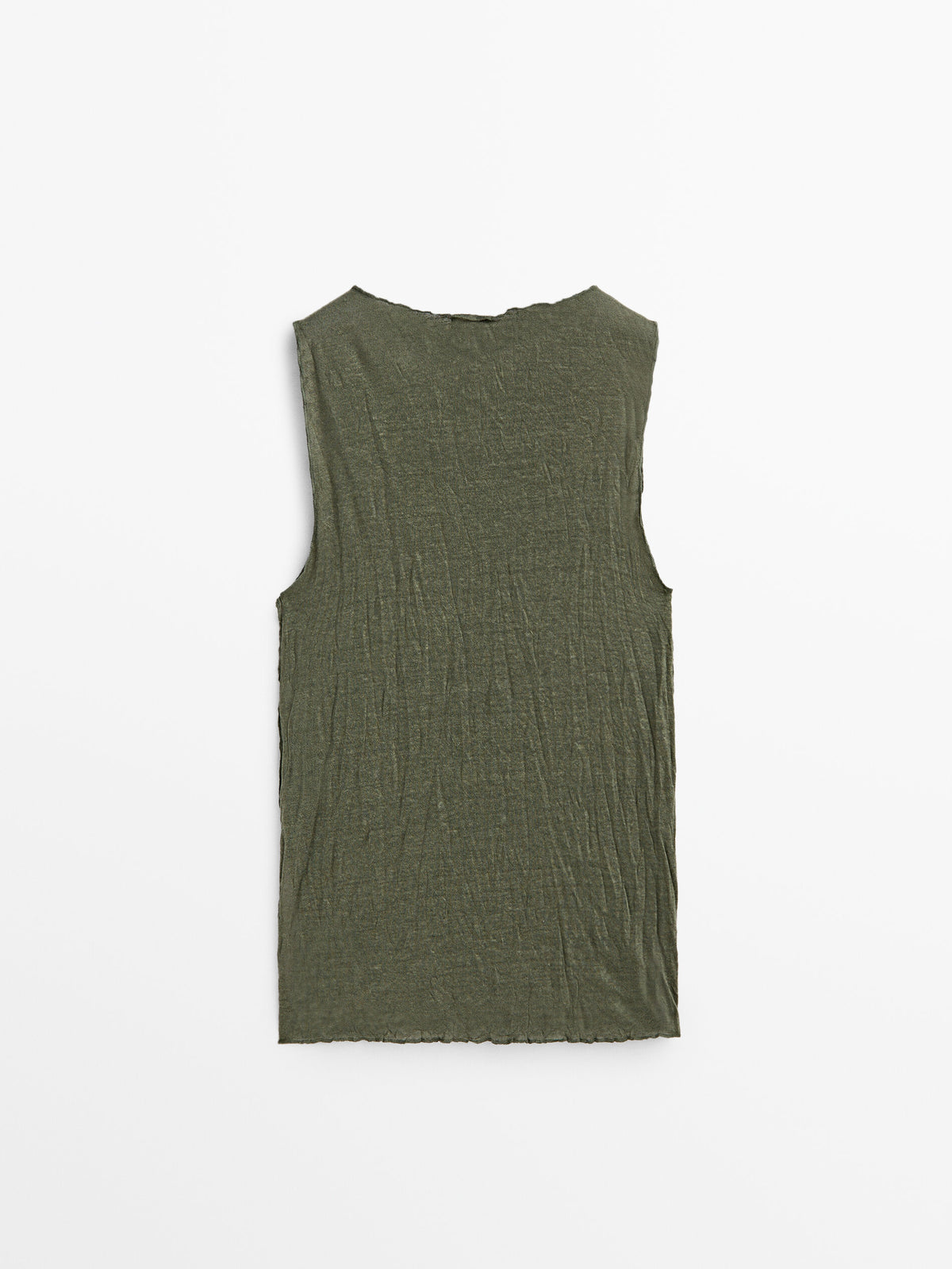 Camiseta mezcla lino efecto arrugado - KAKI CLARO