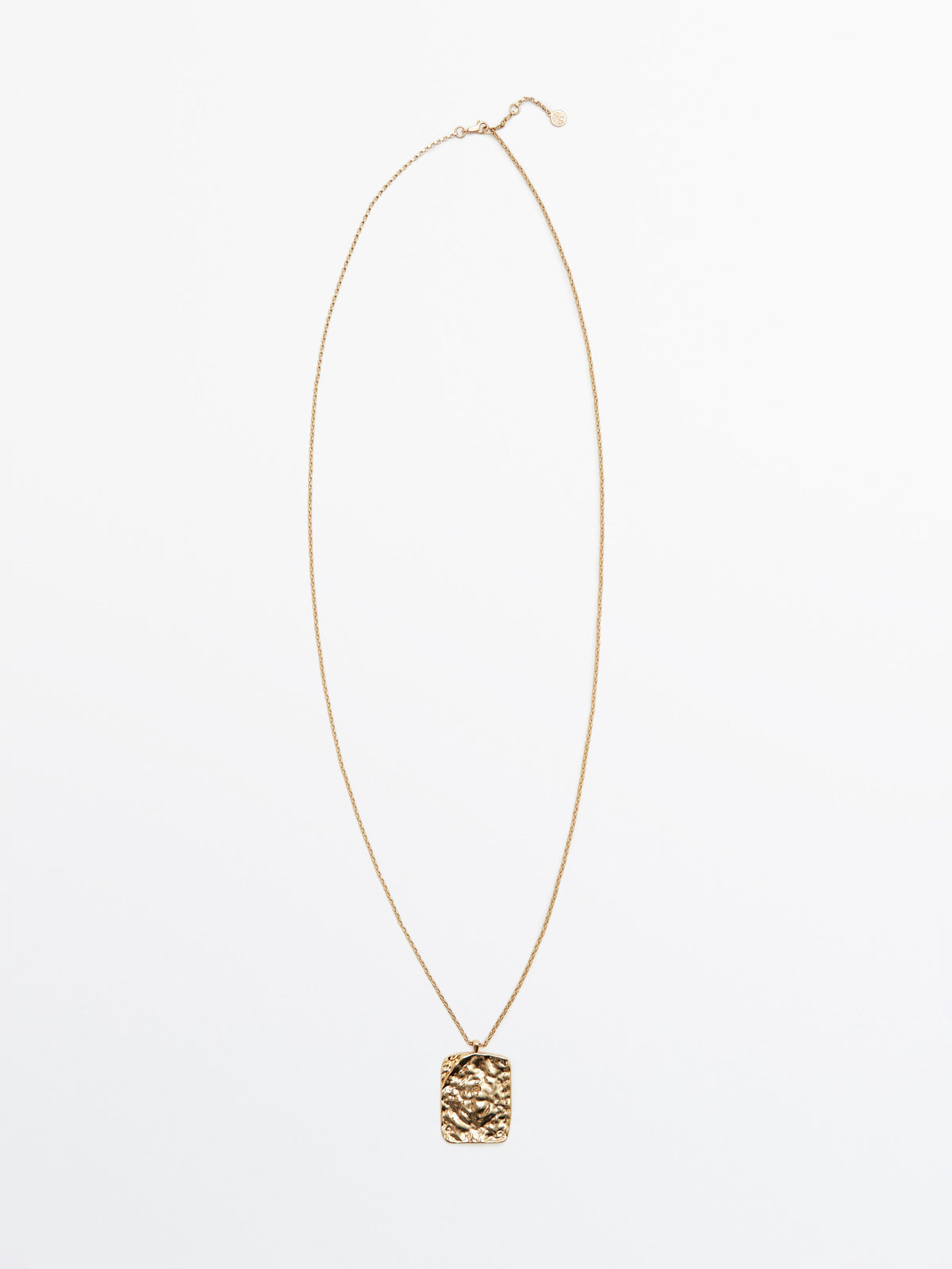Collar largo medalla textura baño oro - DORADO