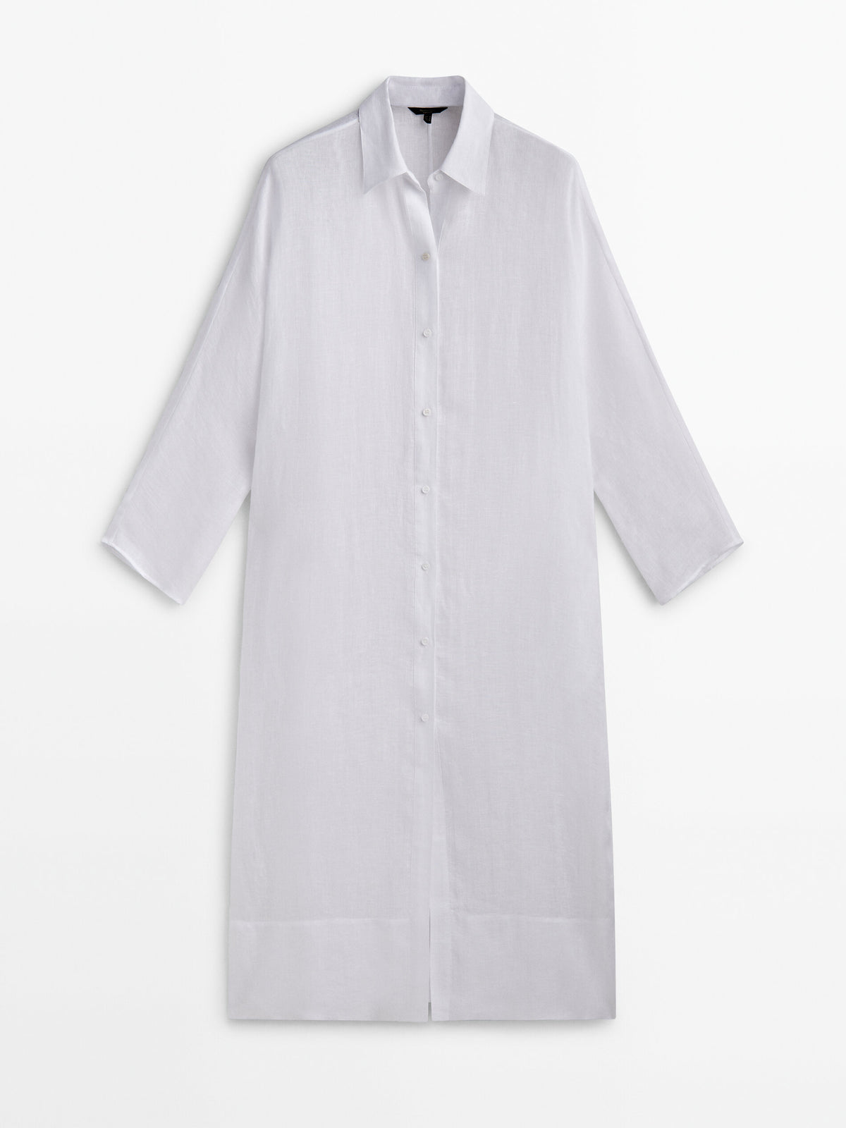Maxi blusón camisero 100% lino - BLANCO