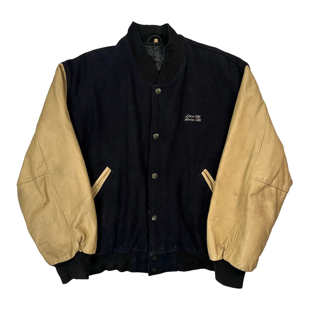 Hard Rock Cafe Varsity Jacket - Large Black Leather