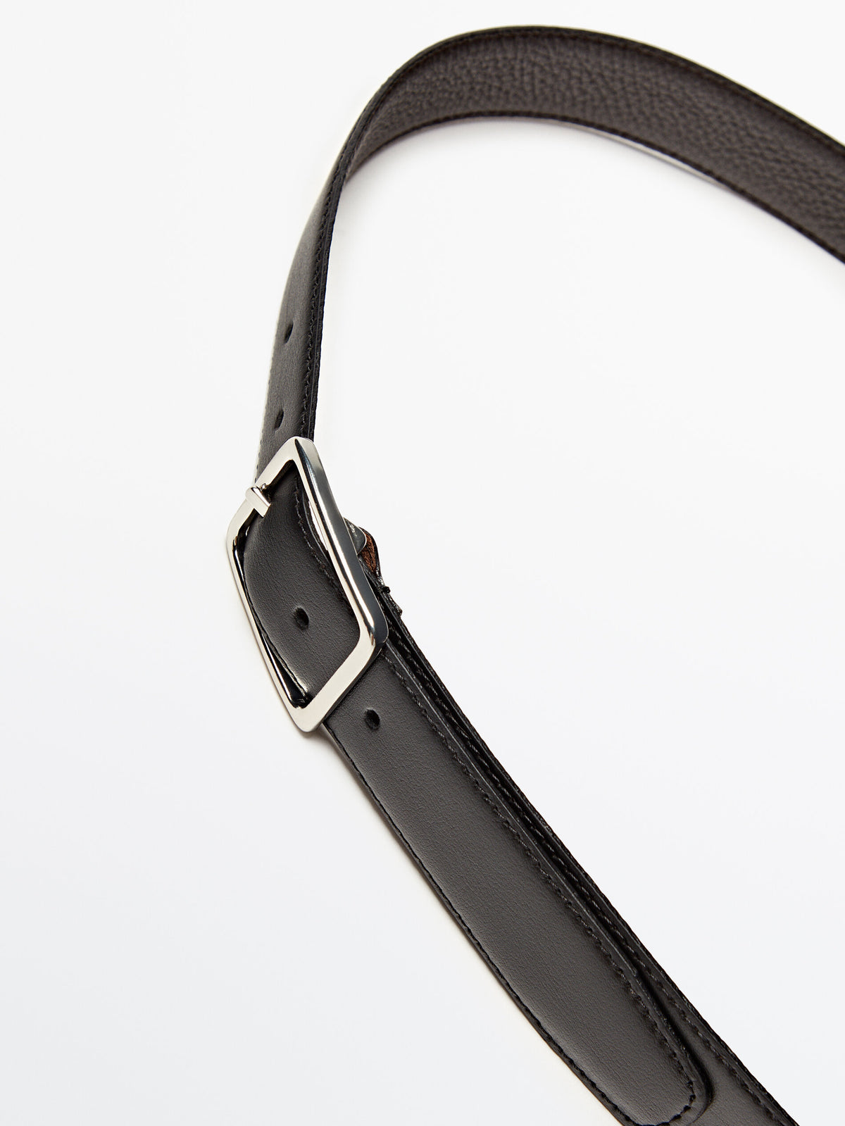 Cinturón reversible de piel - NEGRO