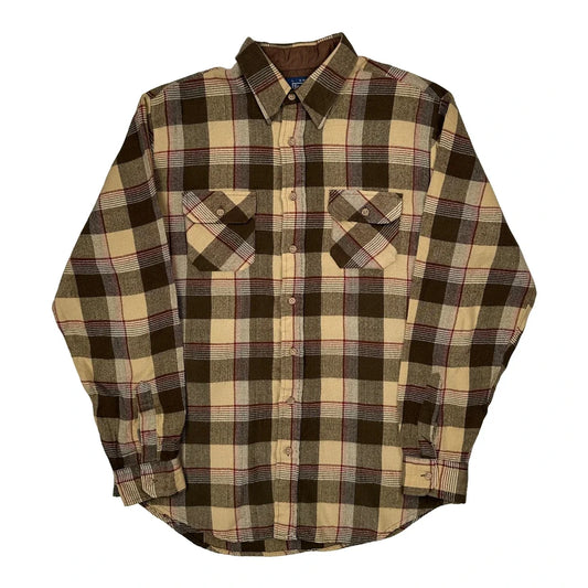 Sears Checked Flannel Shirt - Large Brown Cotton