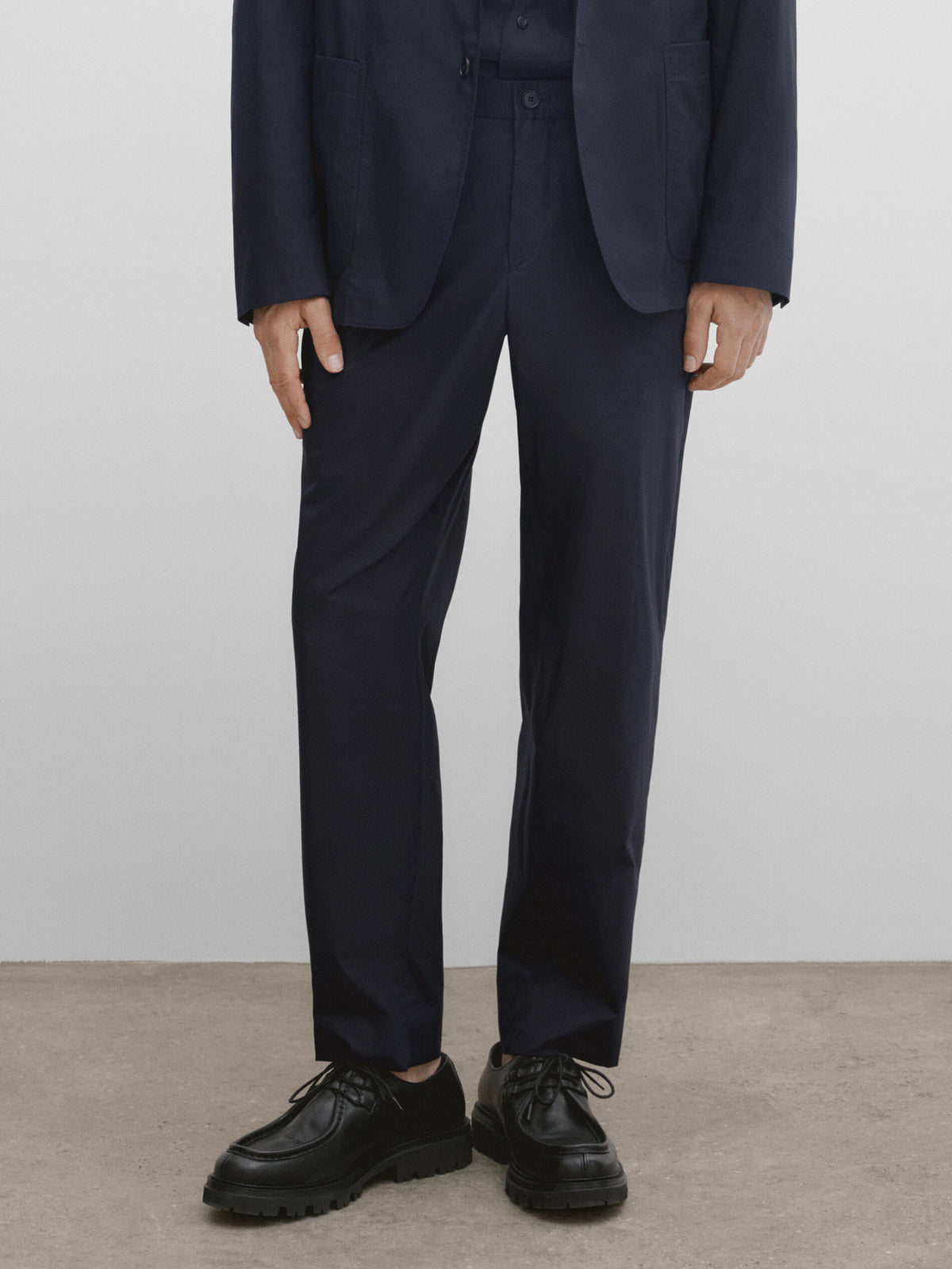 Pantalón traje popelín -Studio - AZUL MARINO