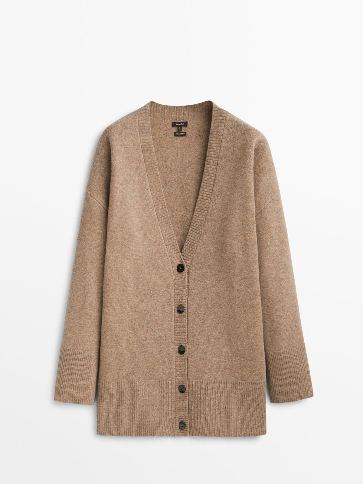 Cárdigan botones mezcla lana cashmere - CRUDO MEDIO