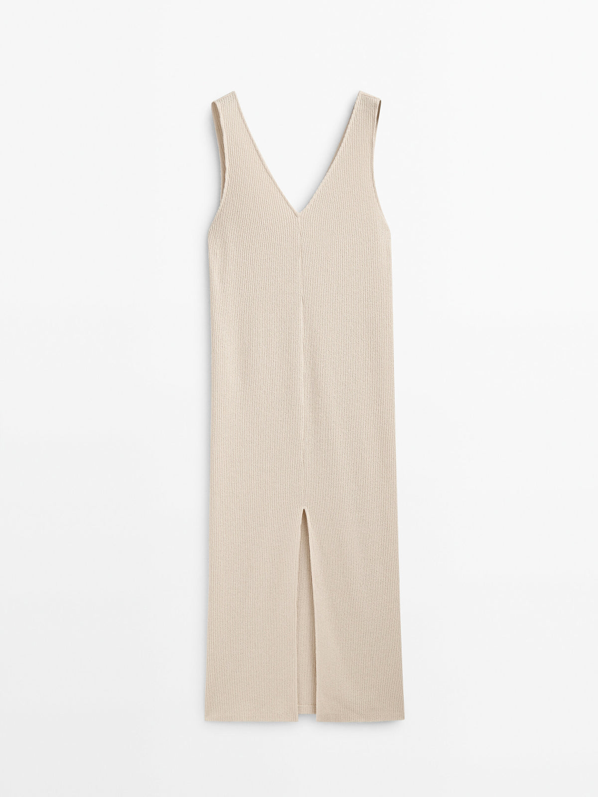 Vestido estructura escote pico abertura - CRUDO