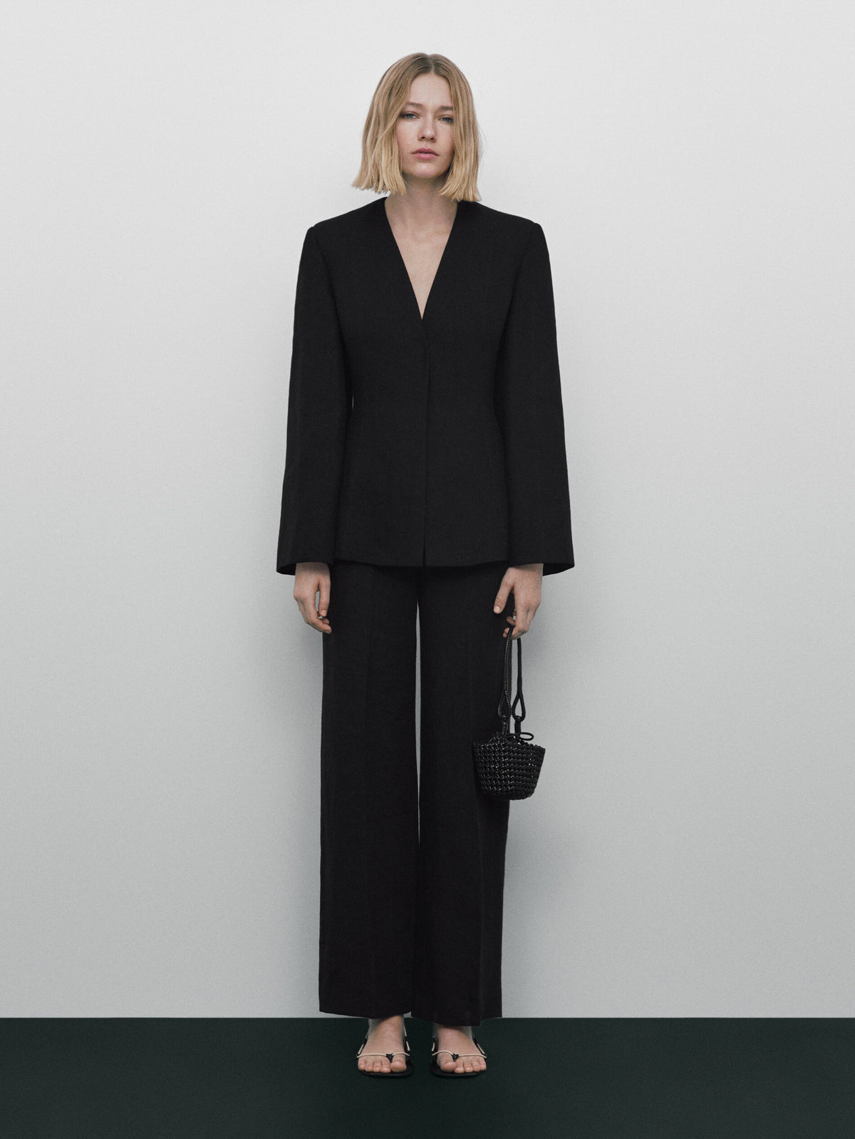 Pantalón traje lino costuras Limited edition - NEGRO