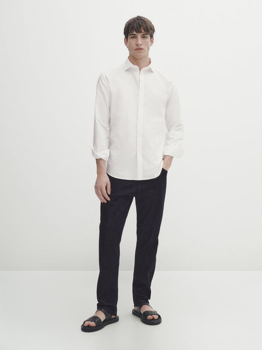 Camisa oxford algodón slim fit - BLANCO