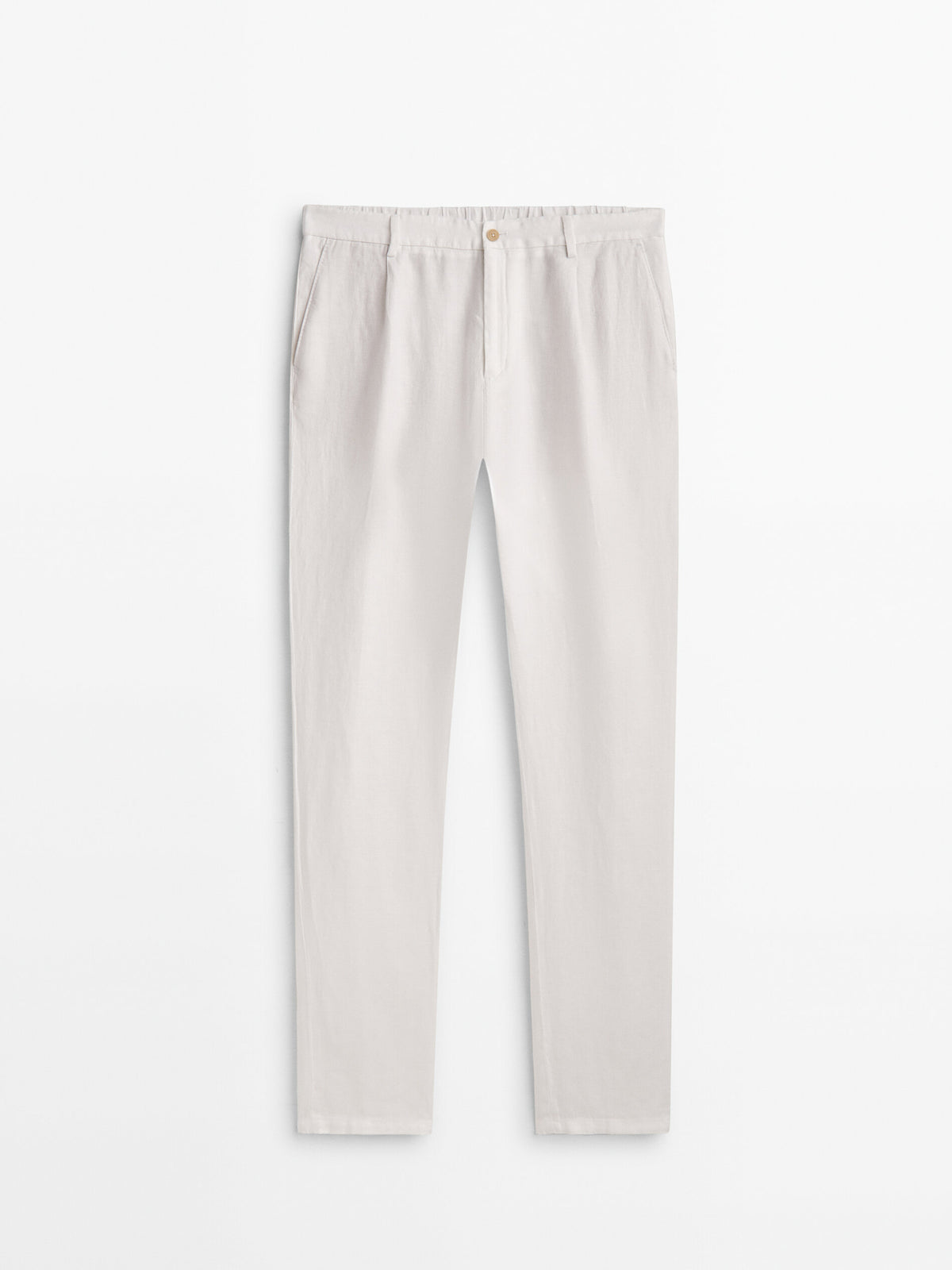 Pantalón 100% lino pinzas - BLANCO