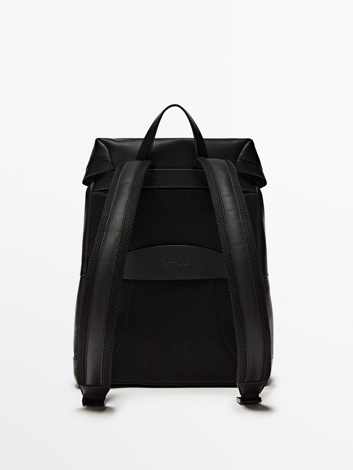 Mochila negra piel bolsillos - NEGRO
