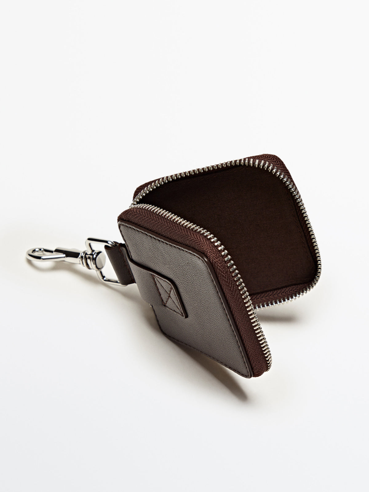 Cartera cremallera piel cuadrada - MARRÓN