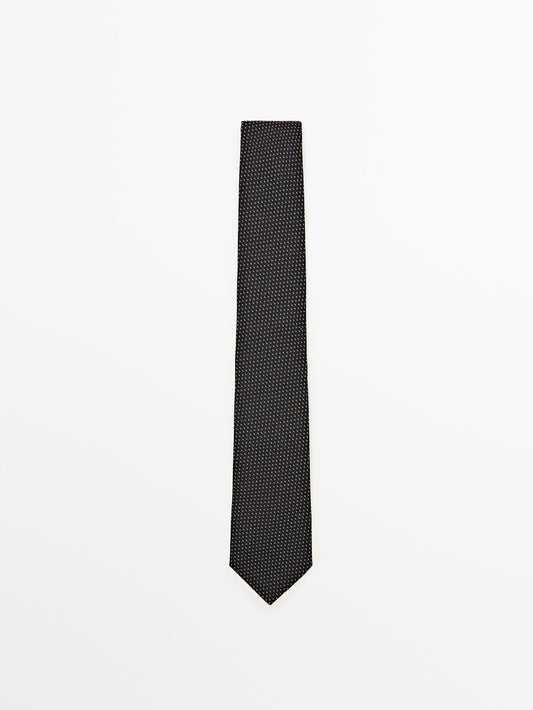 Corbata microdibujo mezcla algodón seda - AZUL MARINO