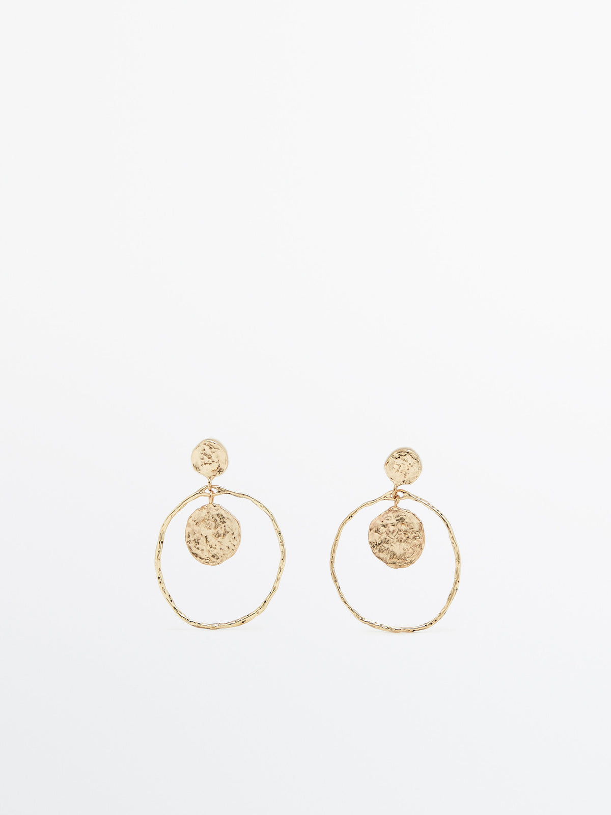 Pendientes moneda colgante baño oro - DORADO