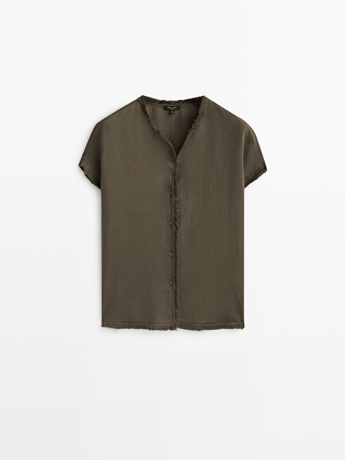 Camisa manga corta detalle desflecado - VERDE OSCURO