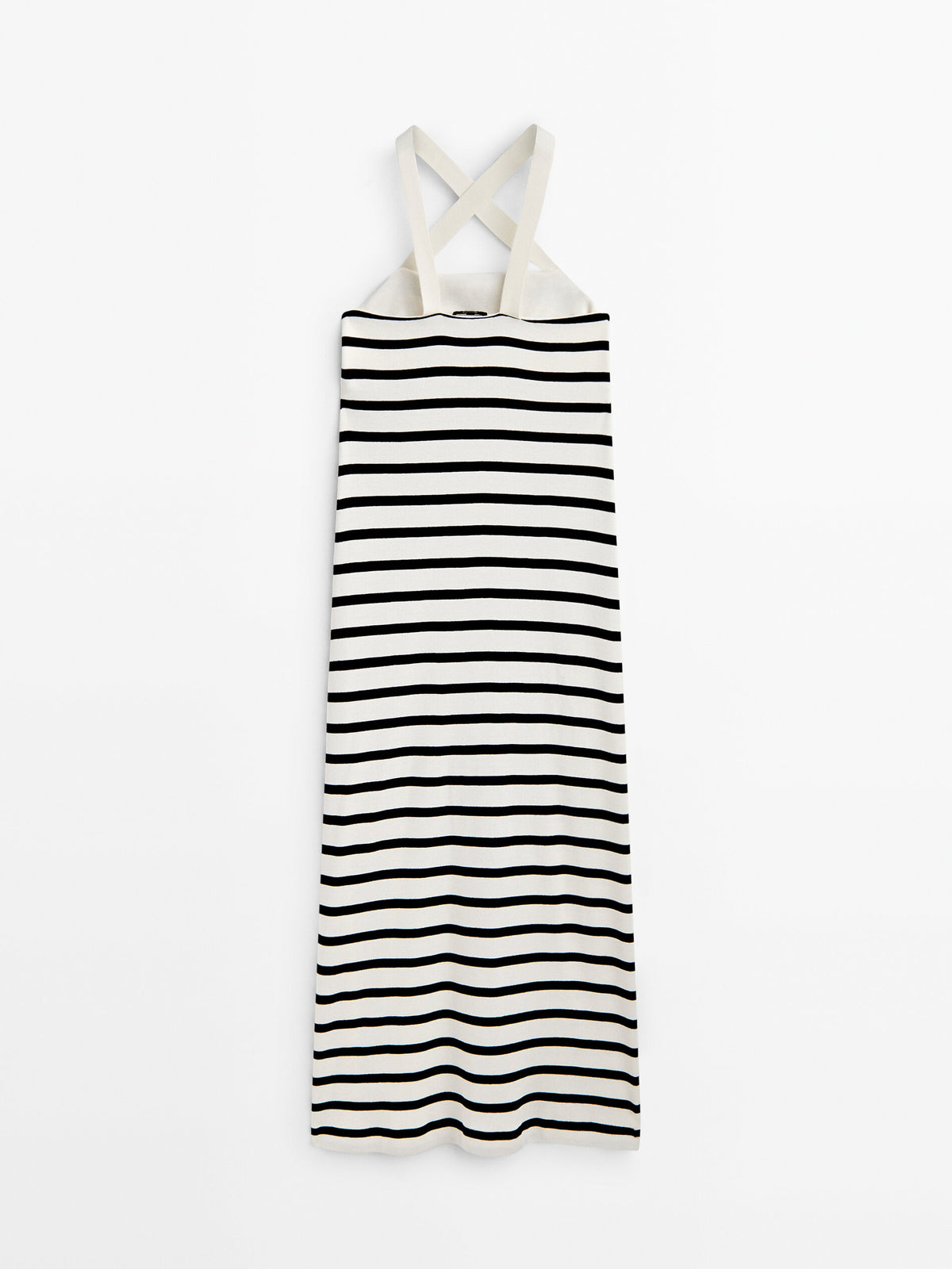 Vestido rayas tirantes cruzados - CRUDO