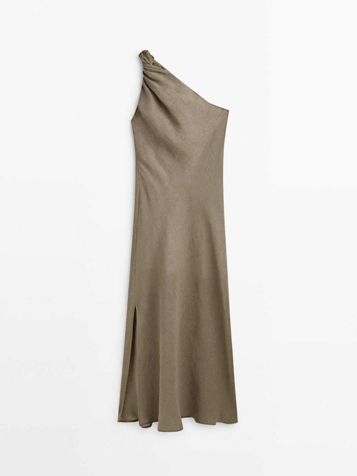 Vestido asimétrico gofrado - Piedra