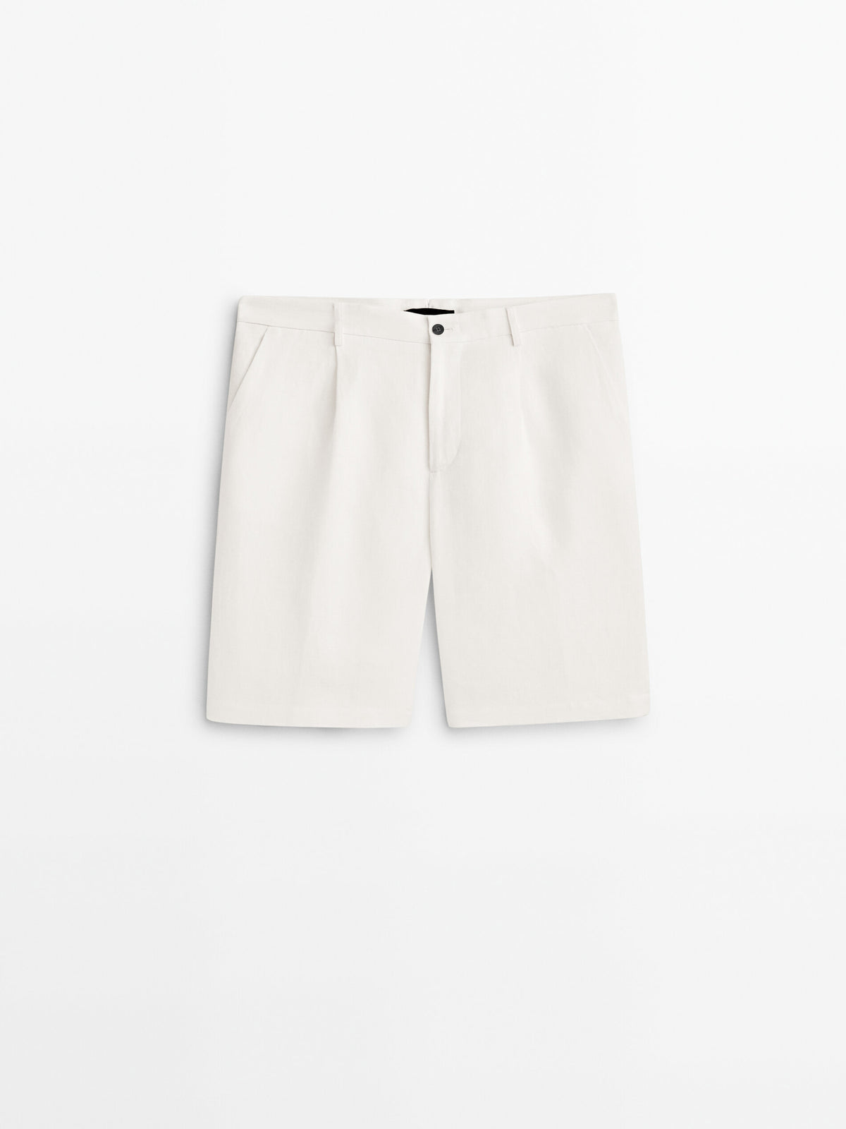 Bermuda pinzas 100% lino -Studio - BLANCO