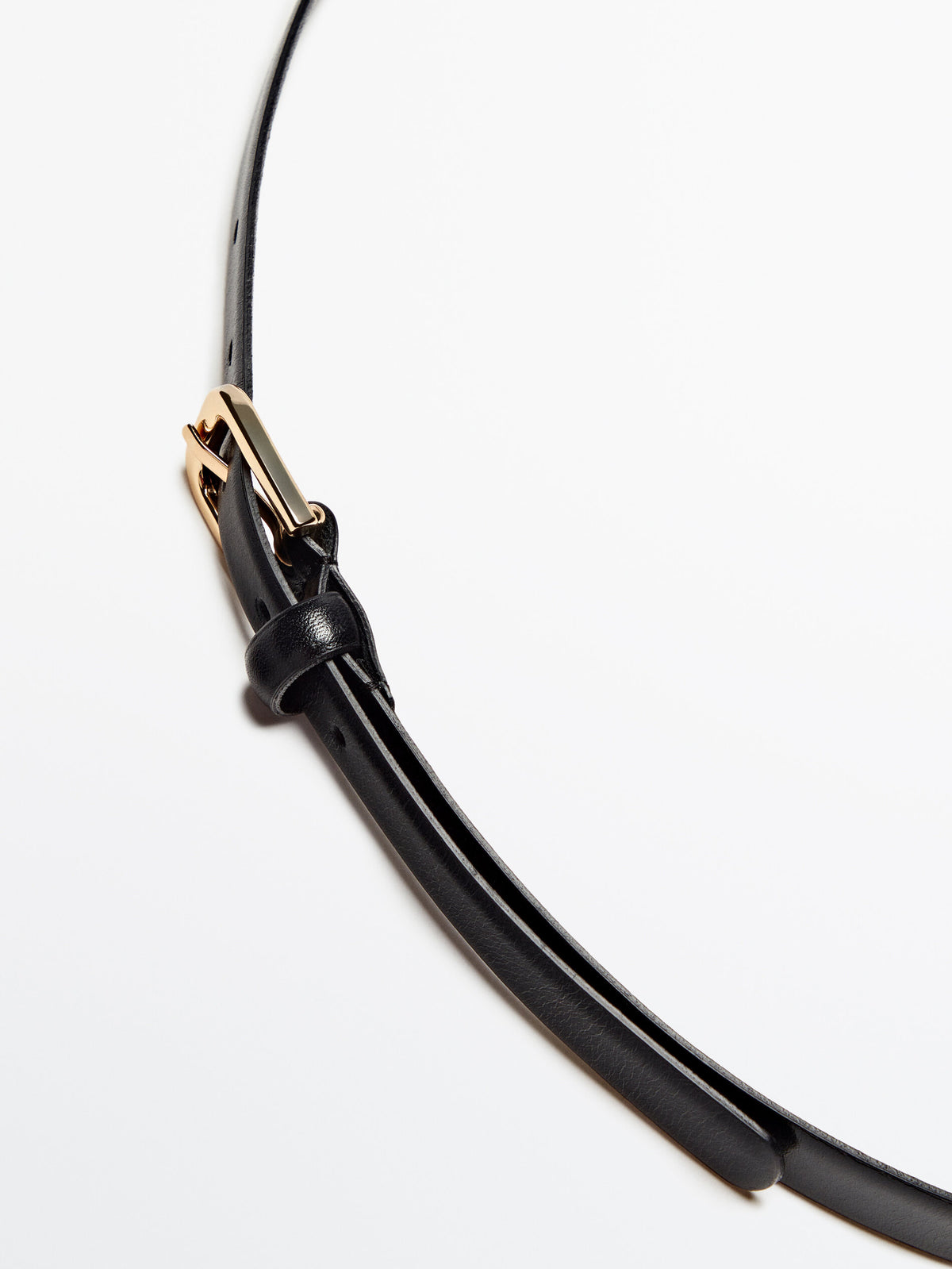 Cinturón piel hebilla dorada - NEGRO
