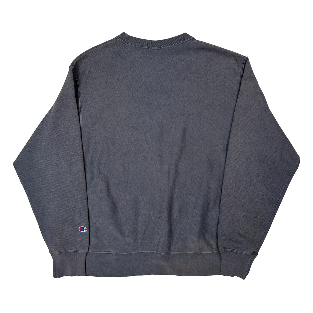 Reverse Weave Champion Spellout Sweatshirt - Large Gray Cotton