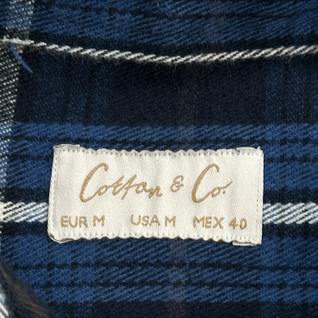 Cotton & Co Checked Flannel Shirt - Medium Blue Cotton