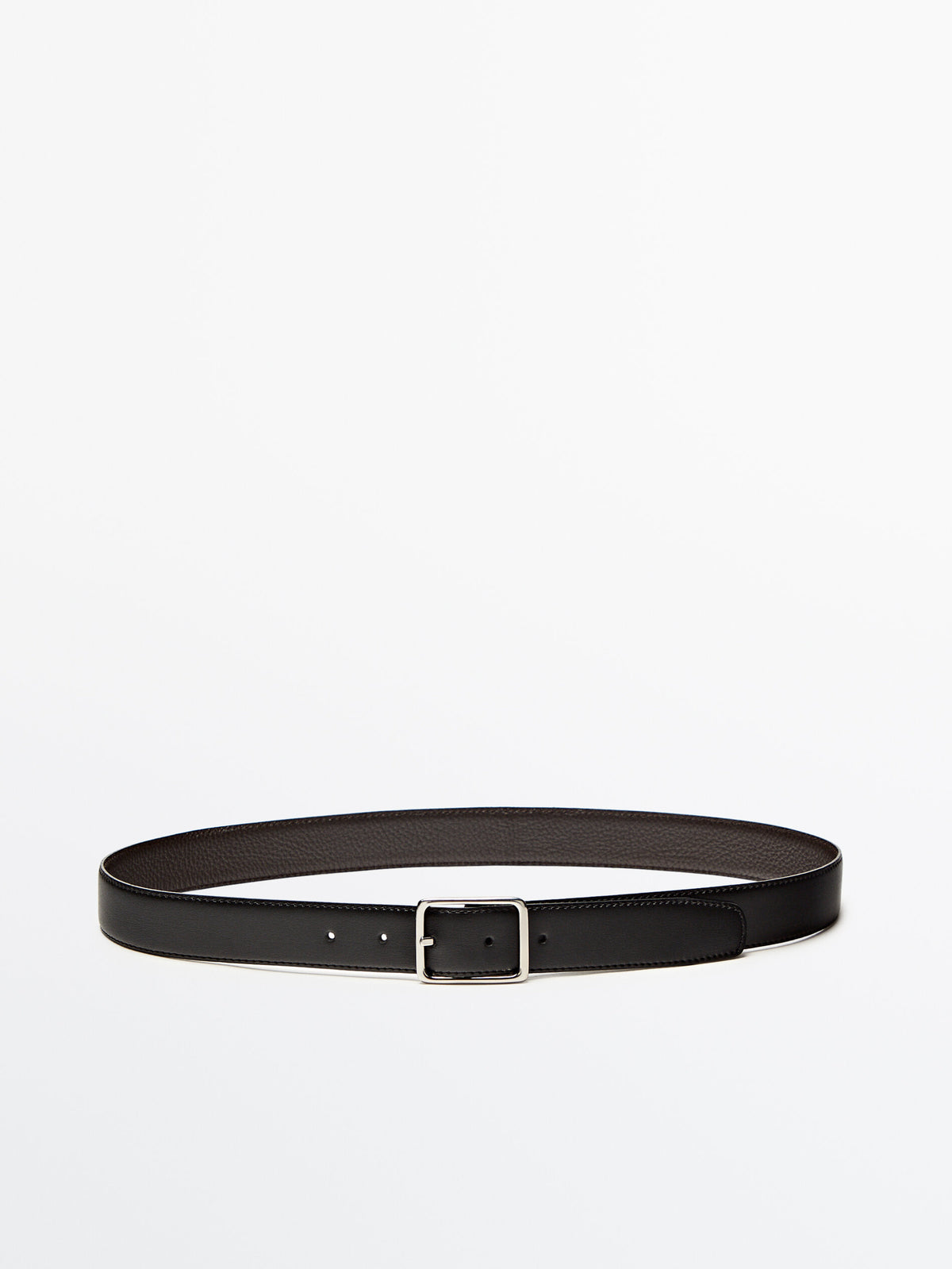 Cinturón reversible de piel - NEGRO