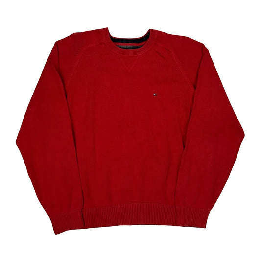 Tommy Hilfiger Raglan Sweater - XL Red Cotton