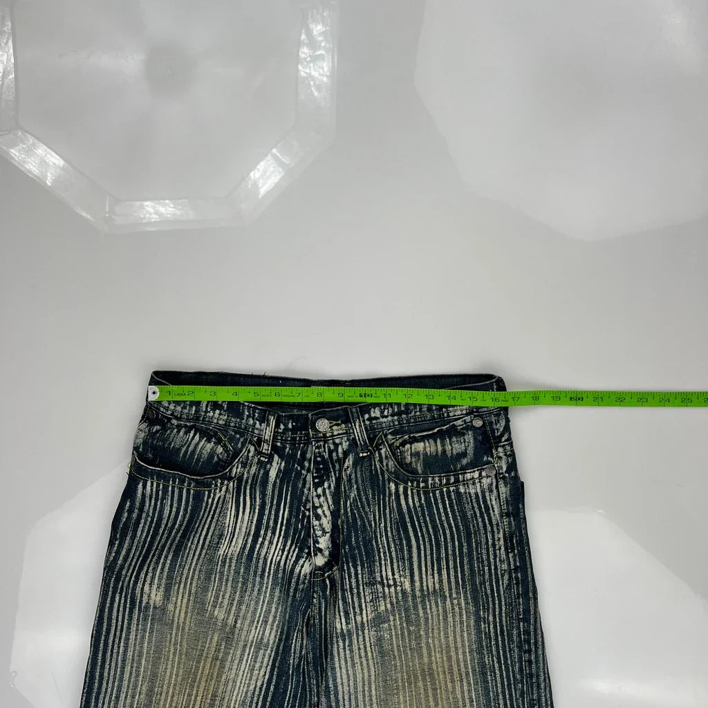 Reflex Baggy Striped Denim Shorts - 33W 15L Blue Denim