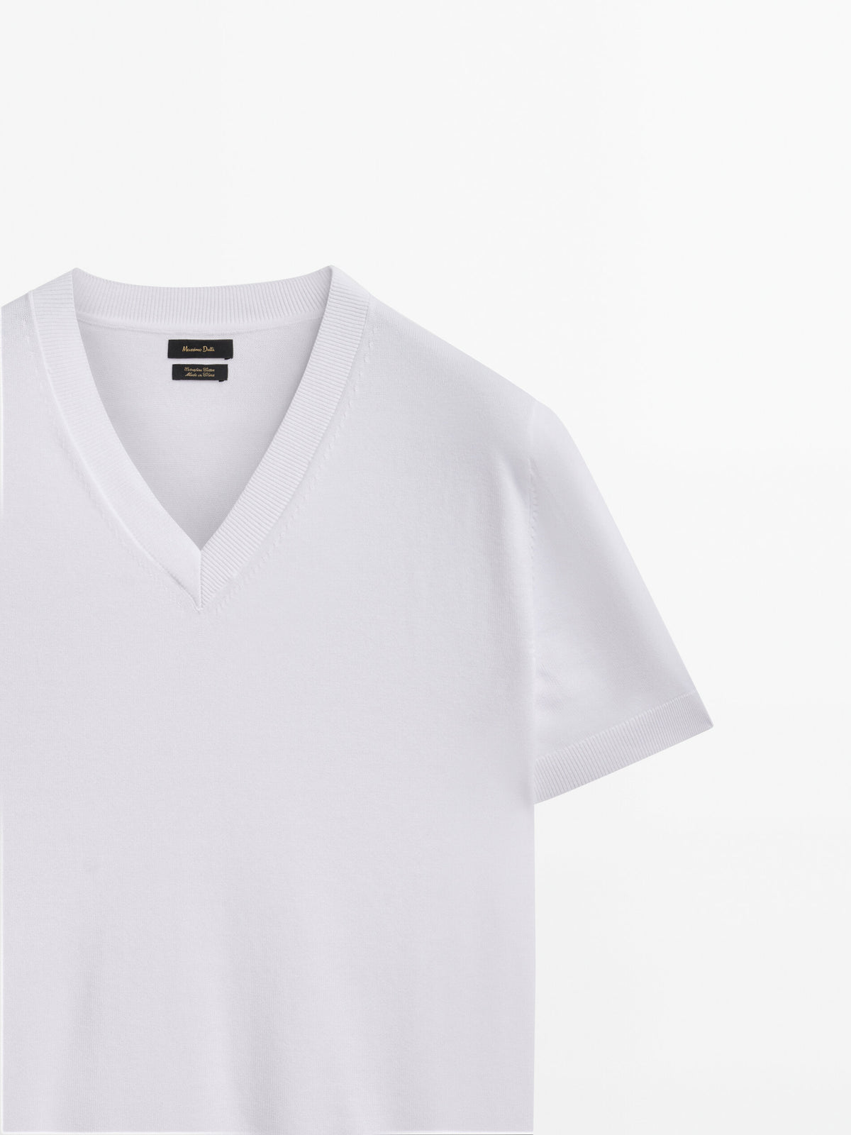 Jersey punto manga corta cuello pico - BLANCO