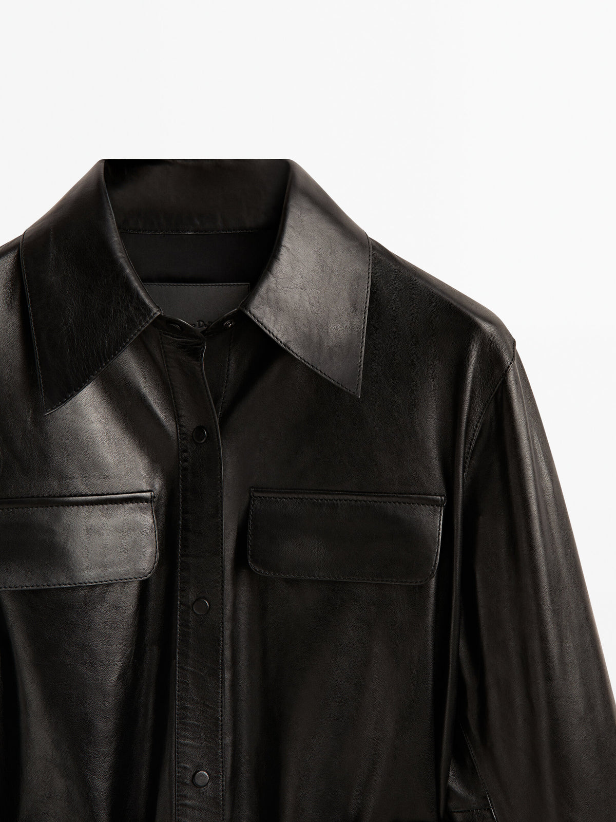 Vestido piel napa cinturón elástico - NEGRO