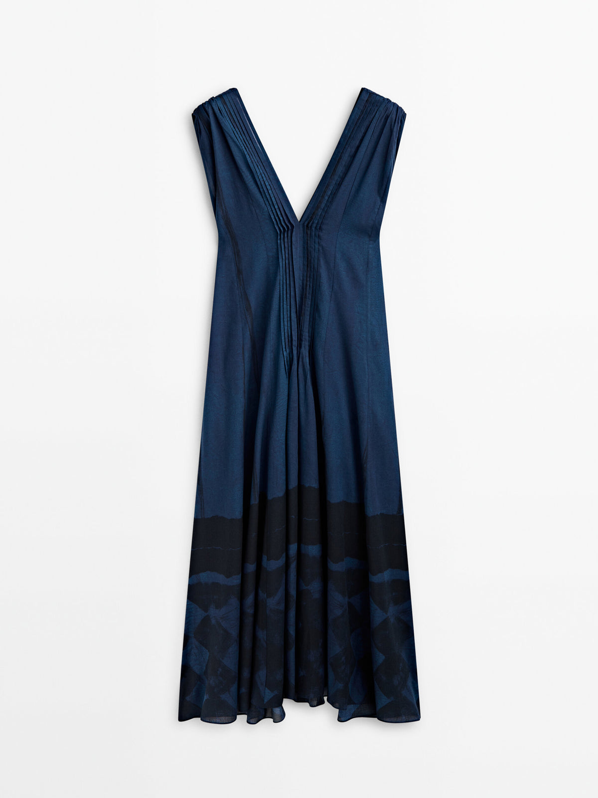 Vestido estampado detalle jaretas - AZULÓN