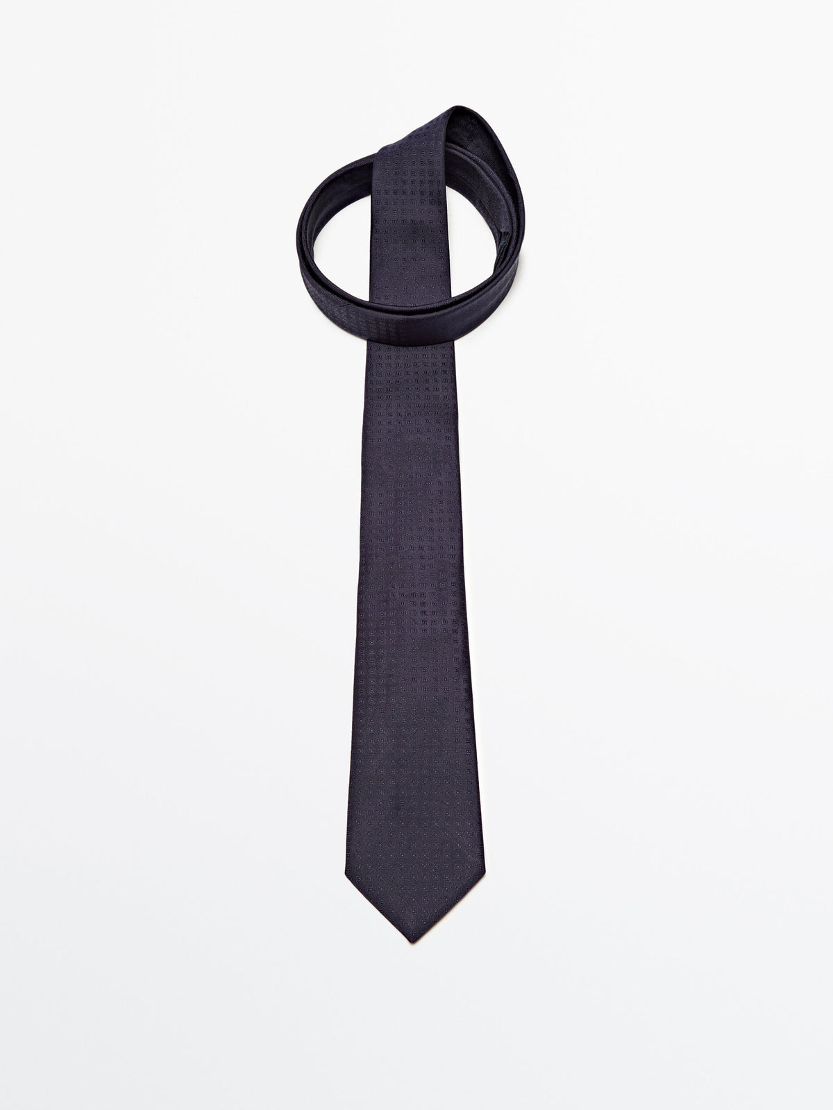 Corbata mini cuadros 100% seda - AZUL MARINO
