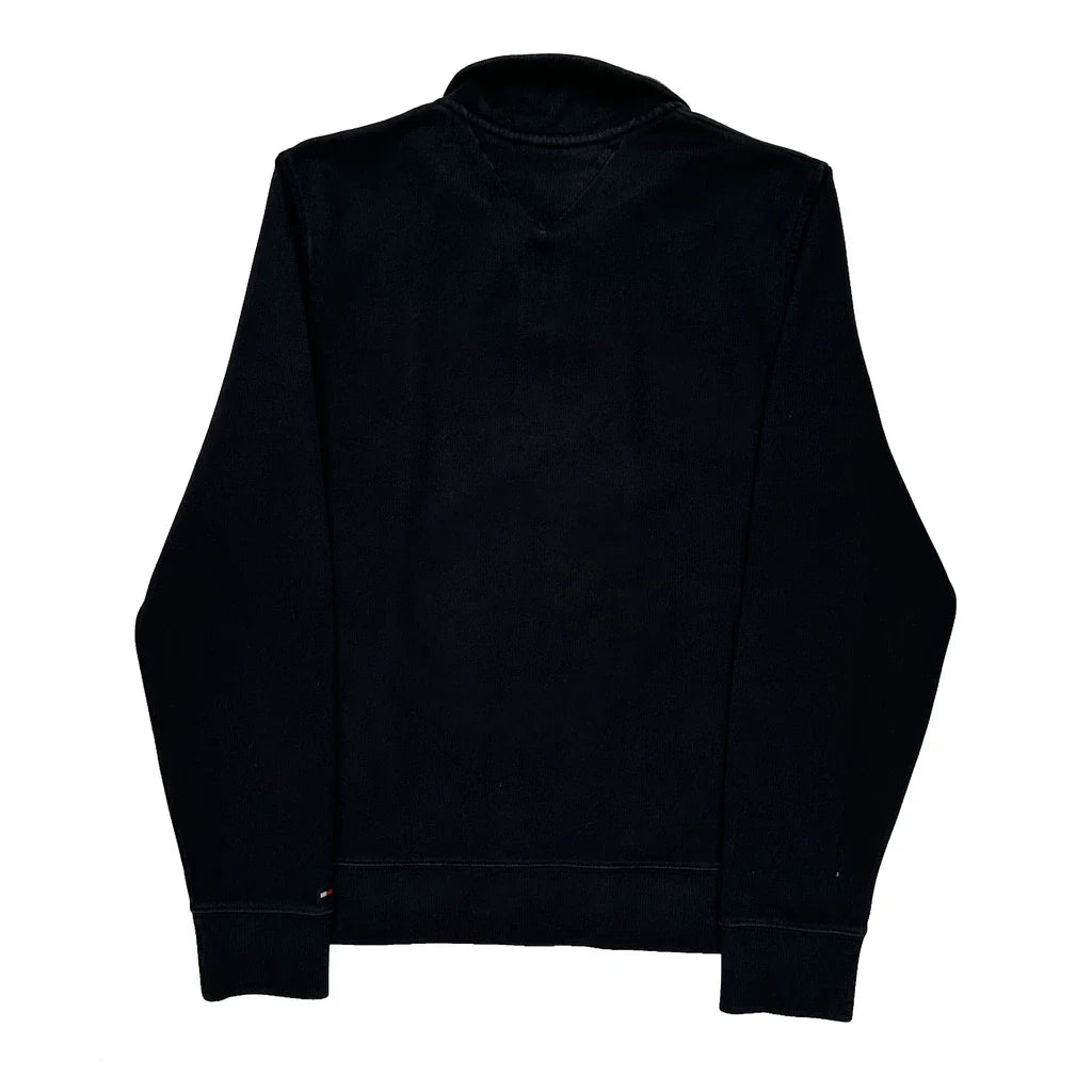 Tommy Hilfiger Spellout 1/4 Zip - Small Black Cotton