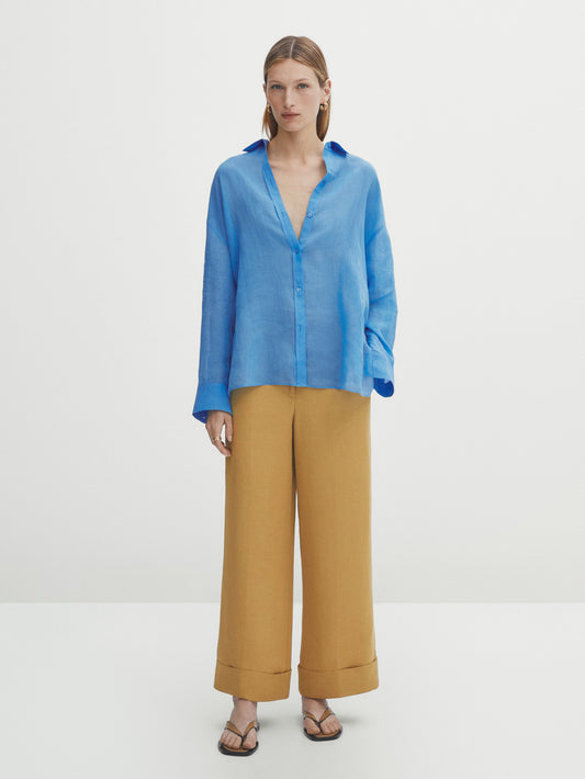 Camisa oversize 100% ramio - AZUL