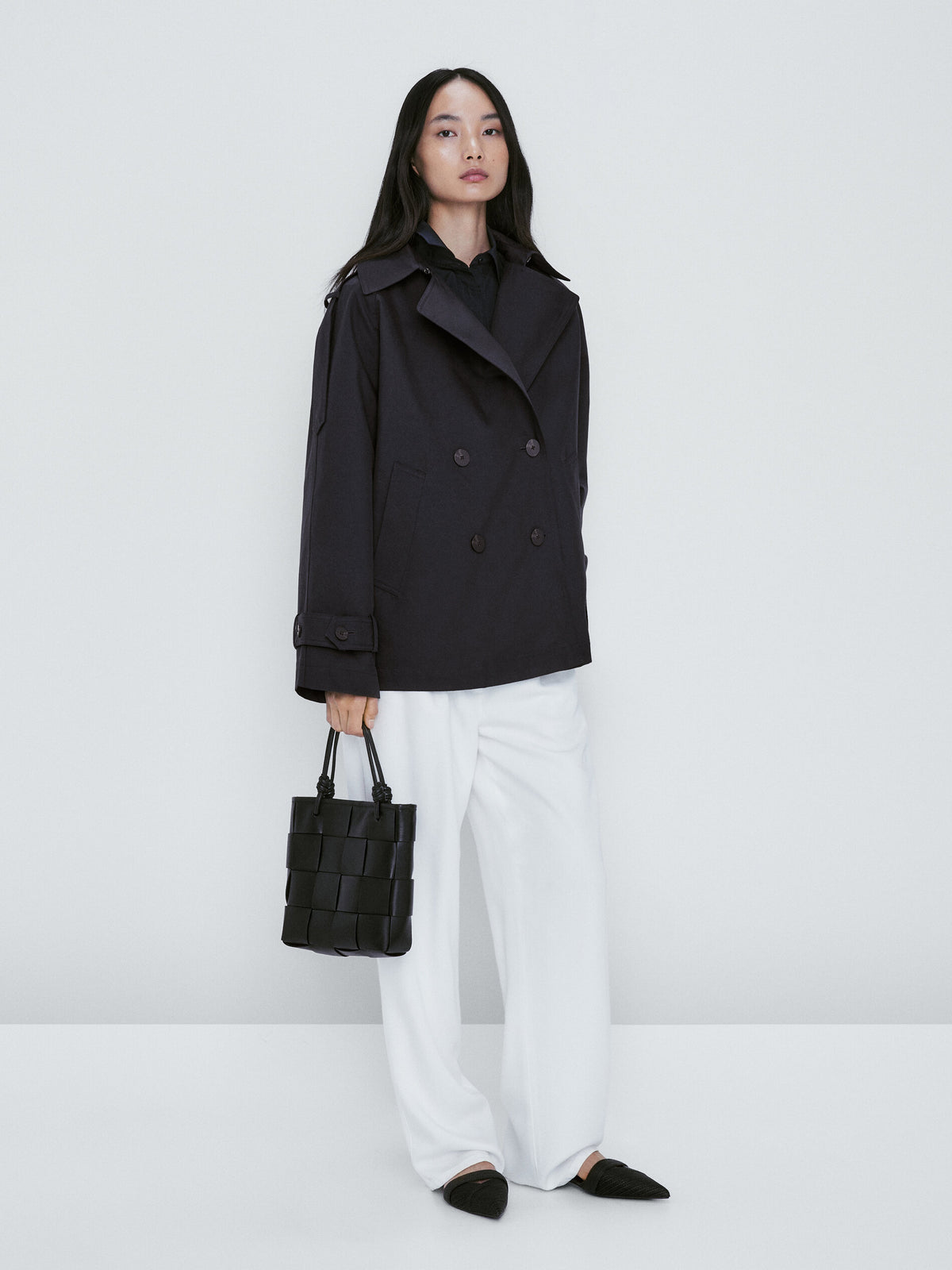 Gabardina corta botones - AZUL MARINO