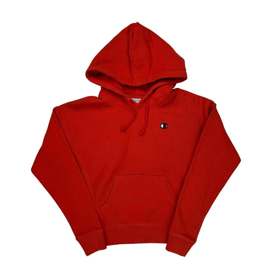 Reverse Weave Champion Spellout Hoodie - Small Red Cotton Blend